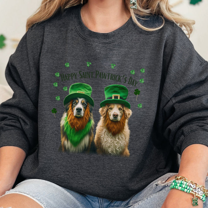 Happy Saint Pawtrick's Day Sweatshirt - Festive St. Paddy's Day Dog Lover Crewneck