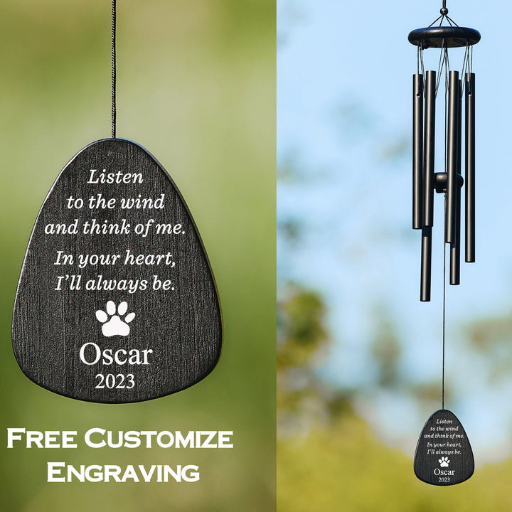 I knew you missed me when the wind blew-Double sided personalized carved pet memorial tablet Bagpipes pet loss reminder gift