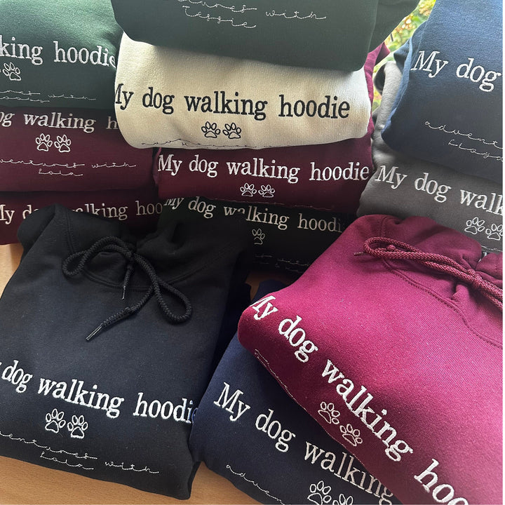 Embroidered Personalised Dog Walking Hoodie - Dog Lover Gift