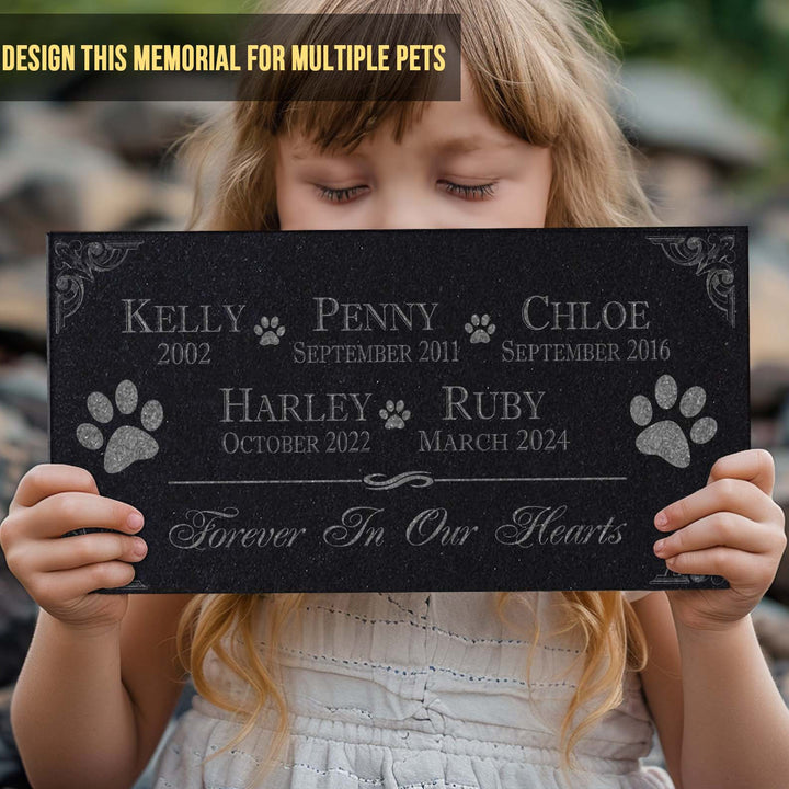 Personalized Custom Granite Dog Cat Memorial Headstone - Waterproof Pet Cemetery Marker with Photo Plaque for Outdoor Garden Stepping Stone