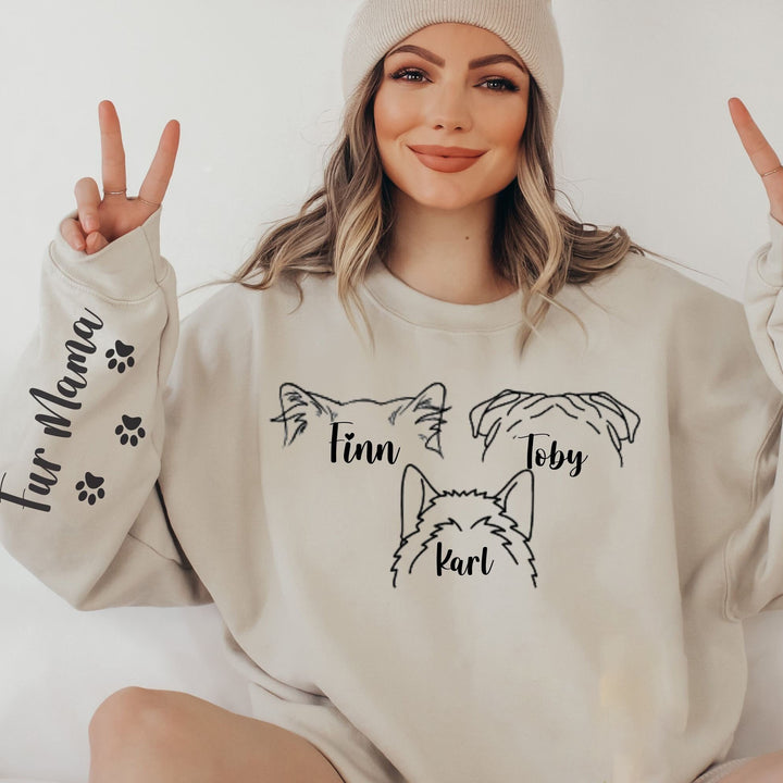 Custom Dog Mama Sweatshirt, Fur mom Gift, Dog Cat Sweatshirt