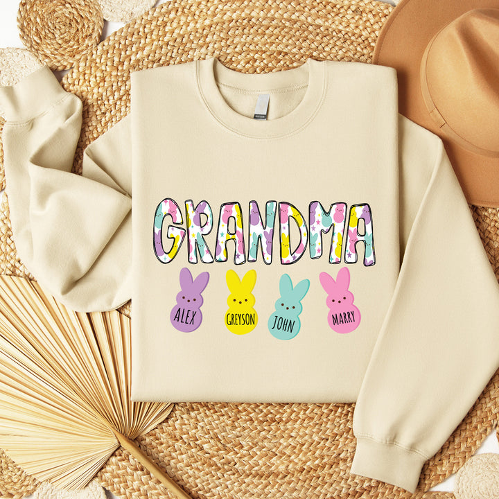 Custom Grandma Easter Sweatshirt with Kids Names, Easter Nana Sweatshirt