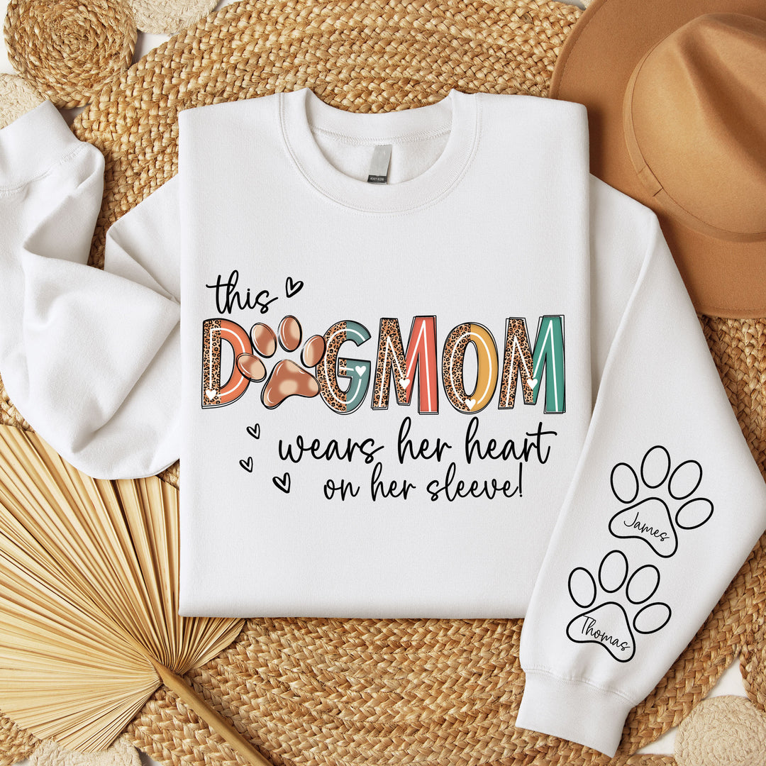 Mama With Kids Name on Sleeve Sweater