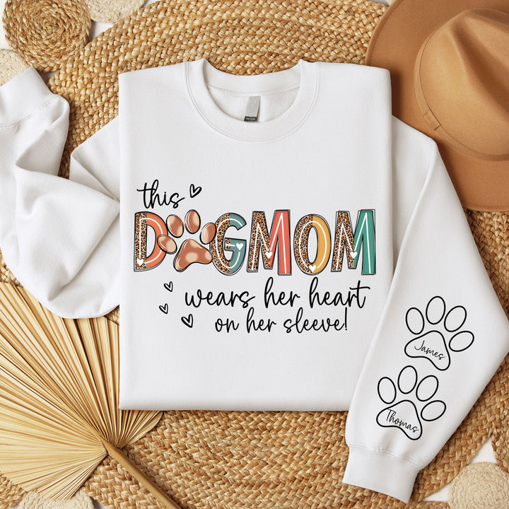 Mama With Kids Name on Sleeve Sweater