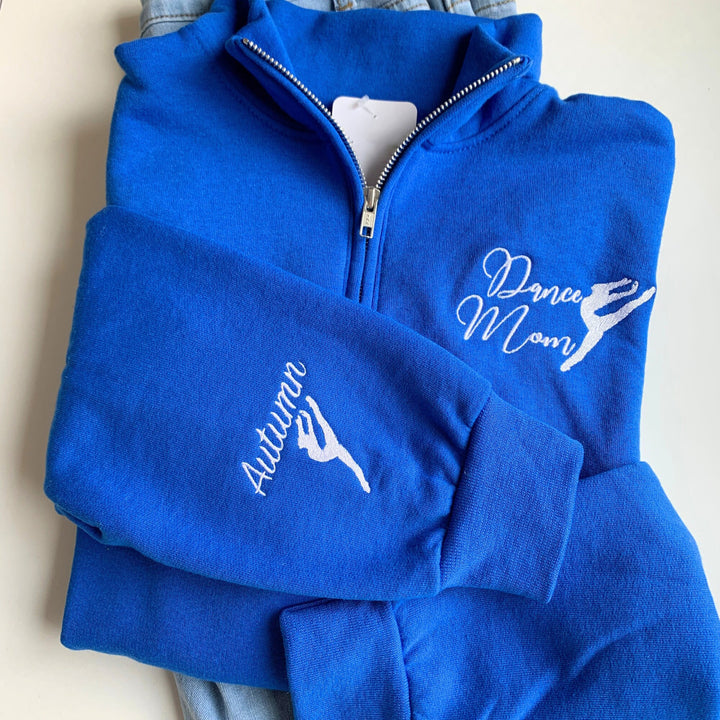 Embroidered Dance Mom Sweatshirt with Name on Sleeve Custom Ballet Mom Shirt Gift