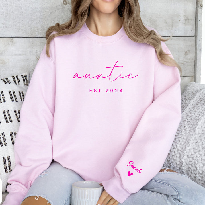 Personalized Grandma Sweatshirt Est Year with Grandkids Names on Sleeve