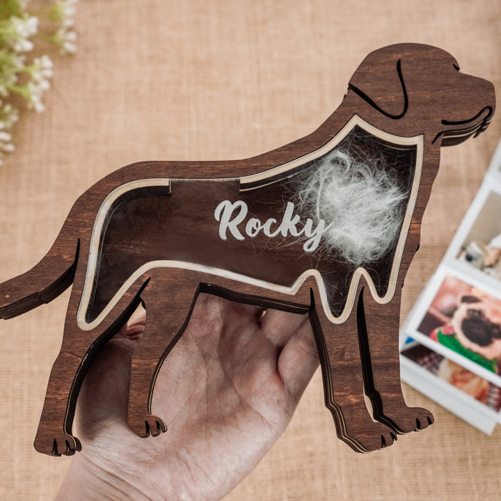 Personalised Pet Hair Memorial Box, Wooden Pet Fur Urn Keepsake