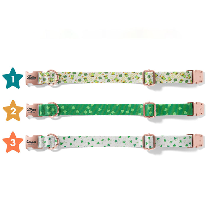 Personalized St. Patrick's Dog Collar with Name Engraved