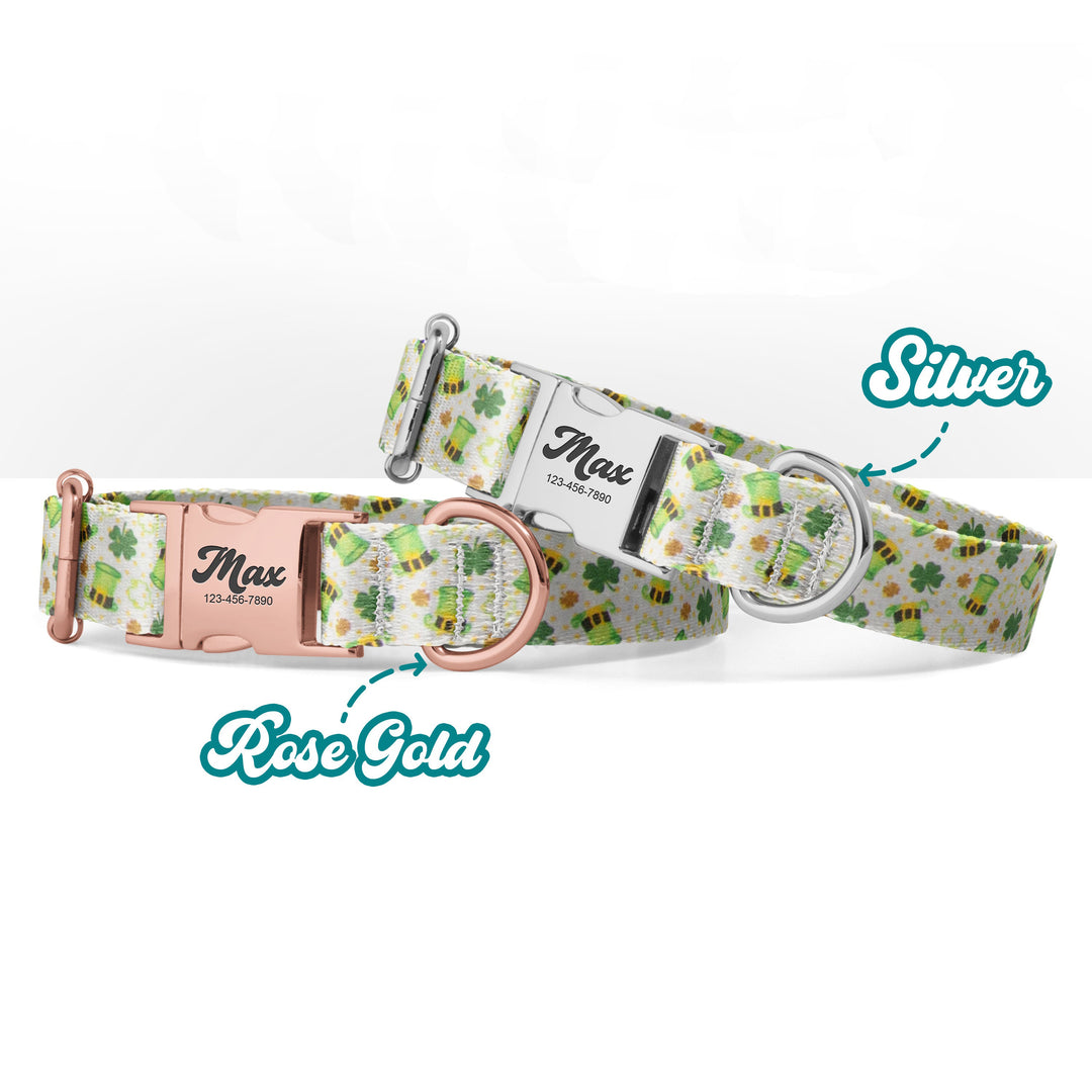 Personalized St. Patrick's Dog Collar with Name Engraved