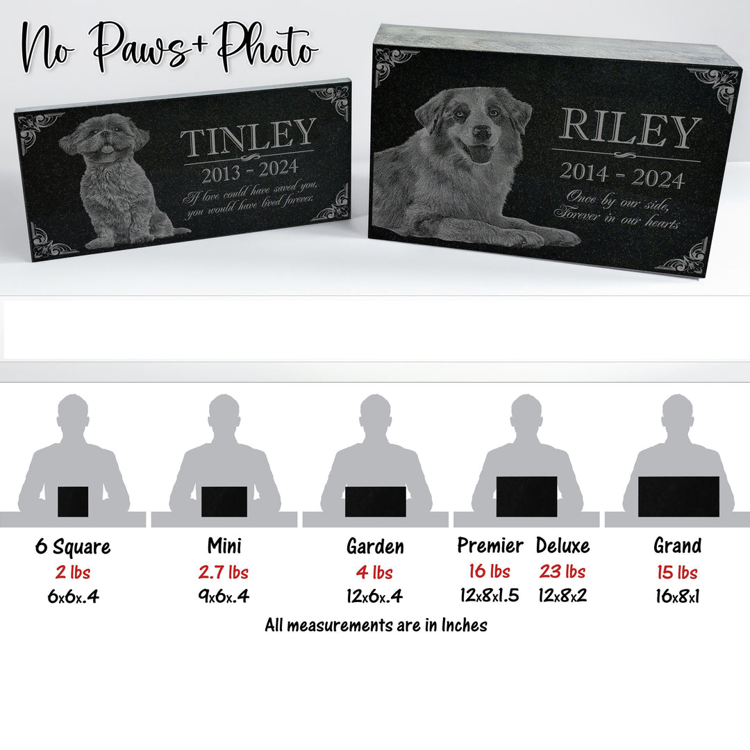 Personalized Custom Granite Dog Cat Memorial Headstone - Waterproof Pet Cemetery Marker with Photo Plaque for Outdoor Garden Stepping Stone