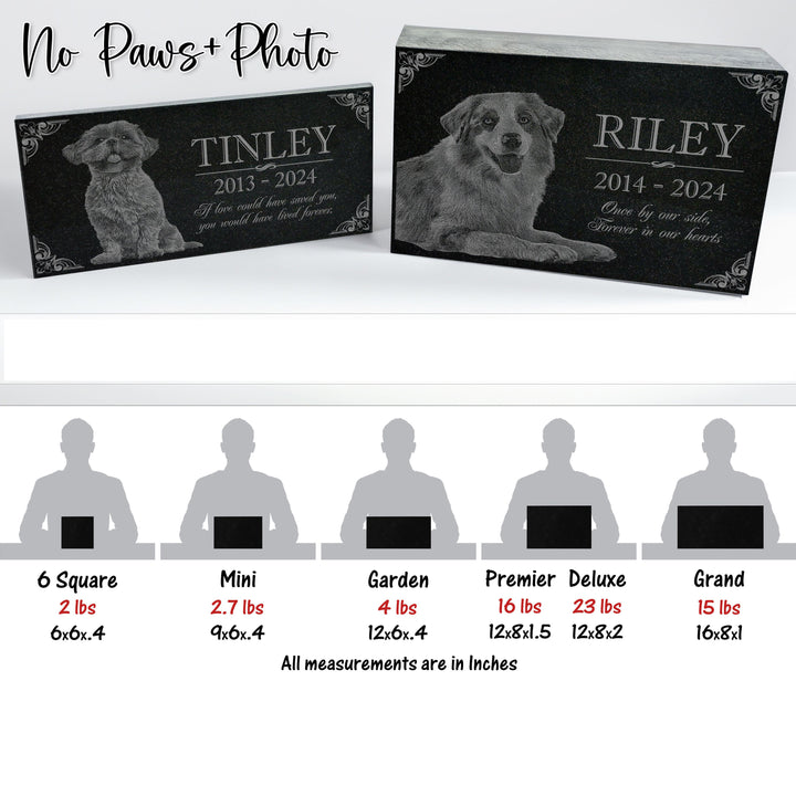 Personalized Custom Granite Dog Cat Memorial Headstone - Waterproof Pet Cemetery Marker with Photo Plaque for Outdoor Garden Stepping Stone