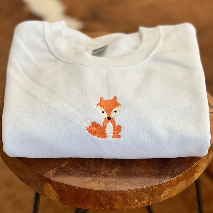 Embroidered Mini Fox Crewneck Unisex Sweatshirt, Heavy Blend Sweatshirt with Cute Fox