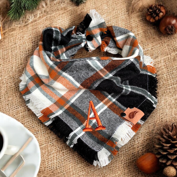 Flannel dog bandana dog gift Fall scarf dog thanksgiving dog bandana fall dog scarf dog fringed bandana plaid dog Halloween bandana frayed