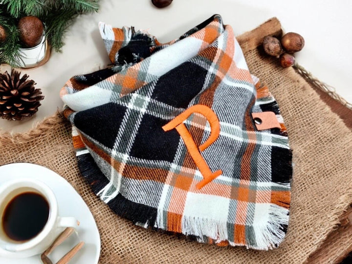 Flannel dog bandana dog gift Fall scarf dog thanksgiving dog bandana fall dog scarf dog fringed bandana plaid dog Halloween bandana frayed