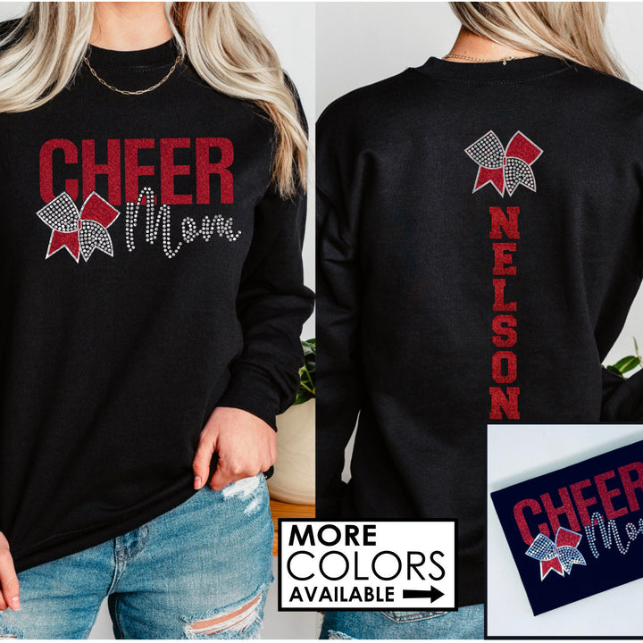 Cheer Mom with Bling Faux Rhinestones Sweatshirt