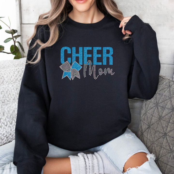Cheer Mom with Bling Faux Rhinestones Sweatshirt