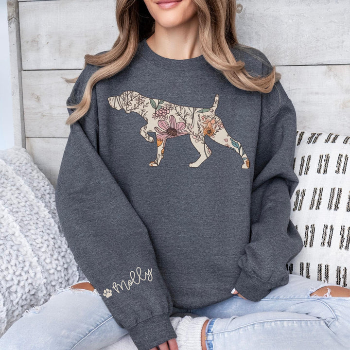 Personalized Dog Name, Wildflowers German Pointer Crewneck