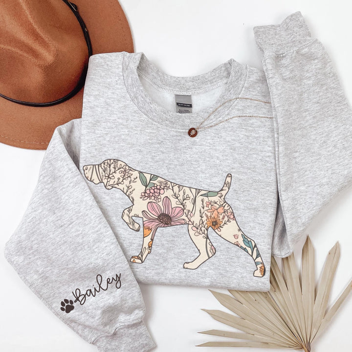 Personalized Dog Name, Wildflowers German Pointer Crewneck