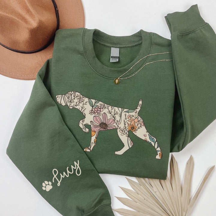 Personalized Dog Name, Wildflowers German Pointer Crewneck