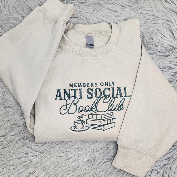 Anti Social Book Club Embroidered Crewneck - Book Club Sweatshirt