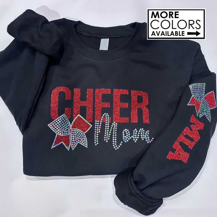 Cheer Mom with Bling Faux Rhinestones Sweatshirt