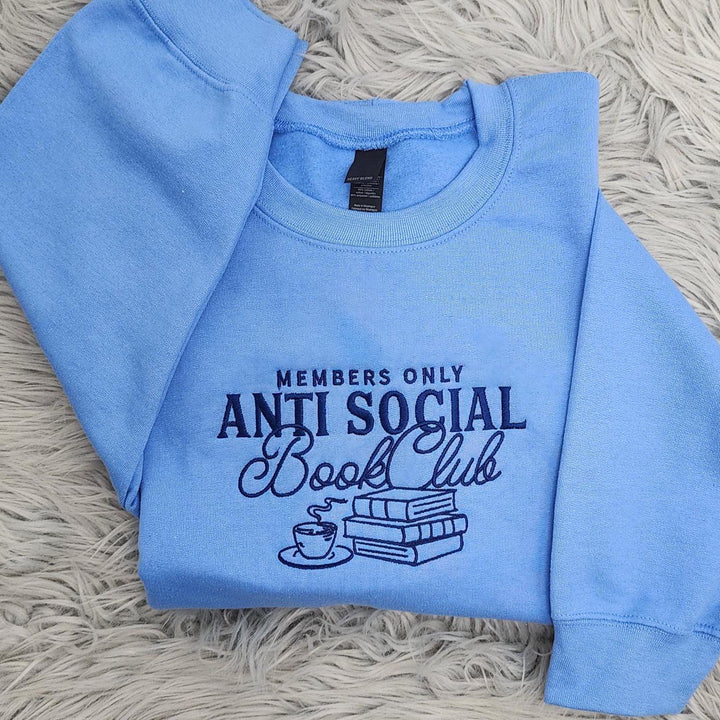 Anti Social Book Club Embroidered Crewneck - Book Club Sweatshirt