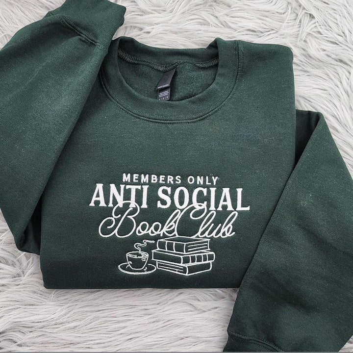 Anti Social Book Club Embroidered Crewneck - Book Club Sweatshirt