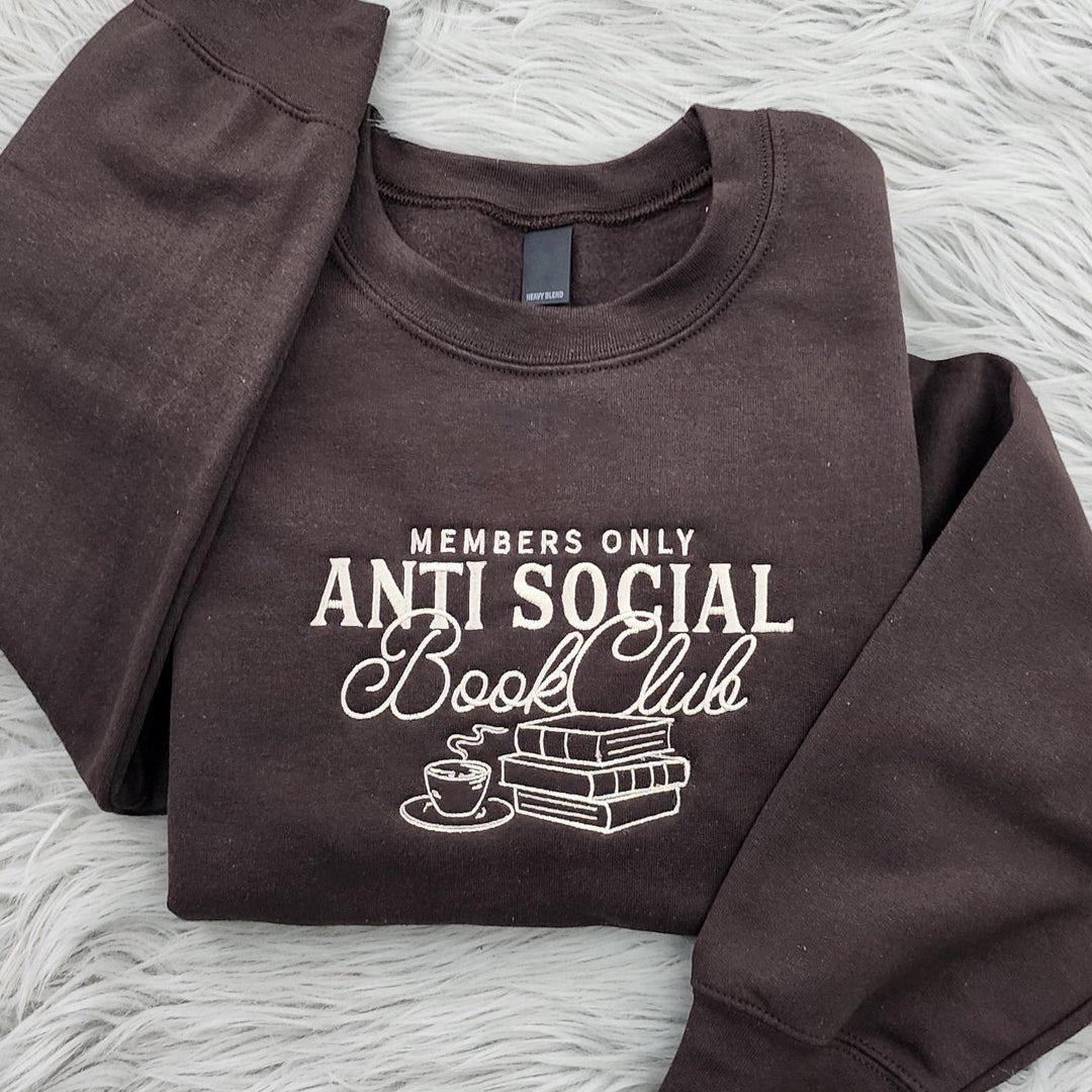 Anti Social Book Club Embroidered Crewneck - Book Club Sweatshirt