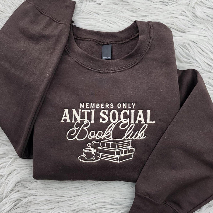 Anti Social Book Club Embroidered Crewneck - Book Club Sweatshirt