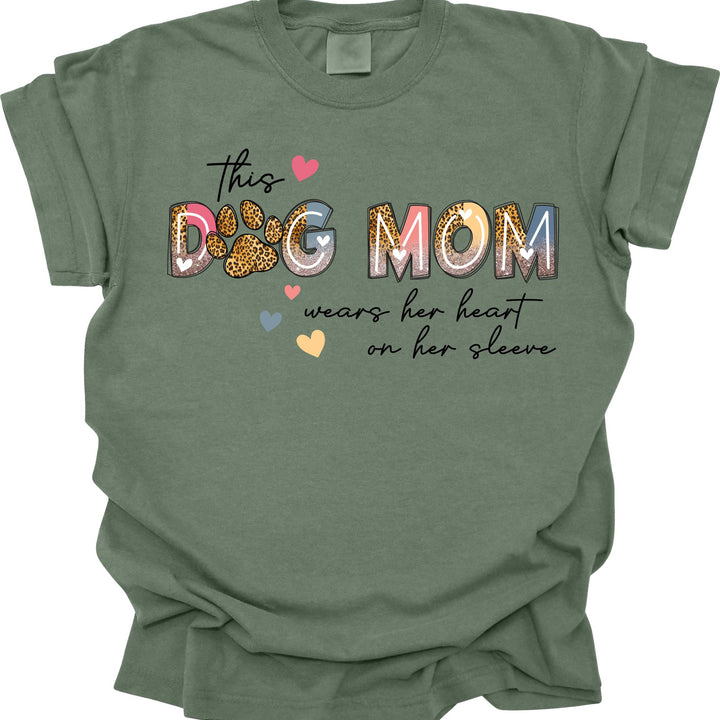 Custom Dog Mom Sweatshirt, This Dog Mom Wears Her Heart On Her Sleeve