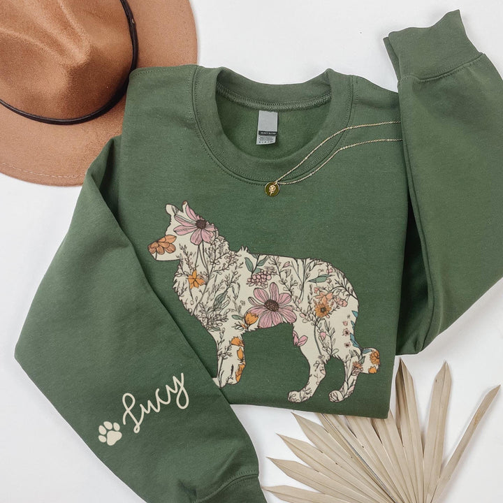 Personalized Dog Name, Wildflowers German Pointer Crewneck