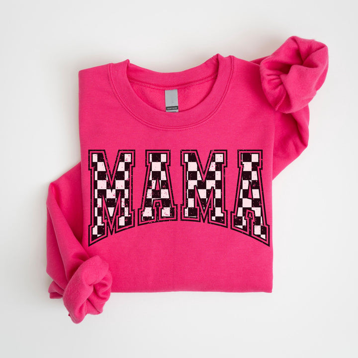 Checkered Mama Sweatshirt, Cute Retro Mom Crewneck,Pregnancy Announcement,New Mom Gift,