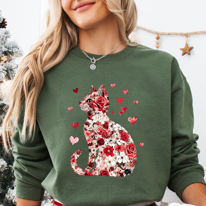 Floral Cat Valentine Sweater
