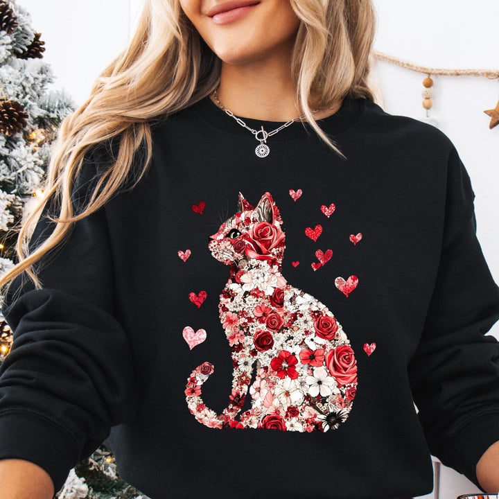 Floral Cat Valentine Sweater