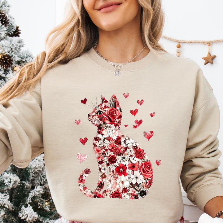 Floral Cat Valentine Sweater