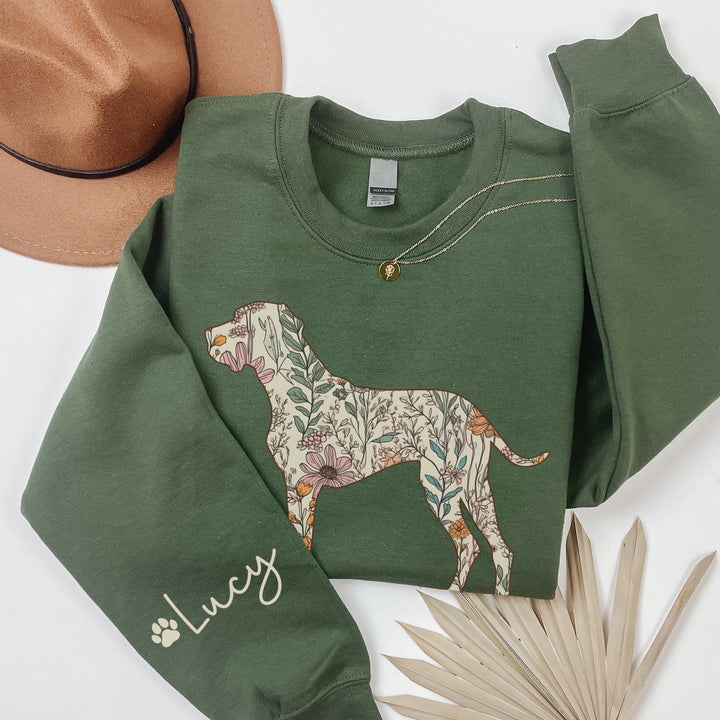 Personalized Dog Name, Wildflowers German Pointer Crewneck