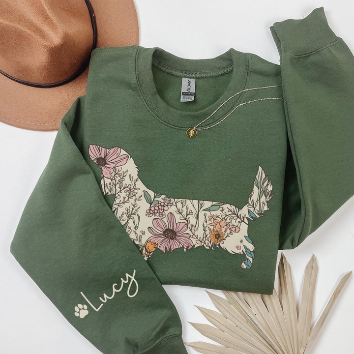 Personalized Dog Name, Wildflowers German Pointer Crewneck