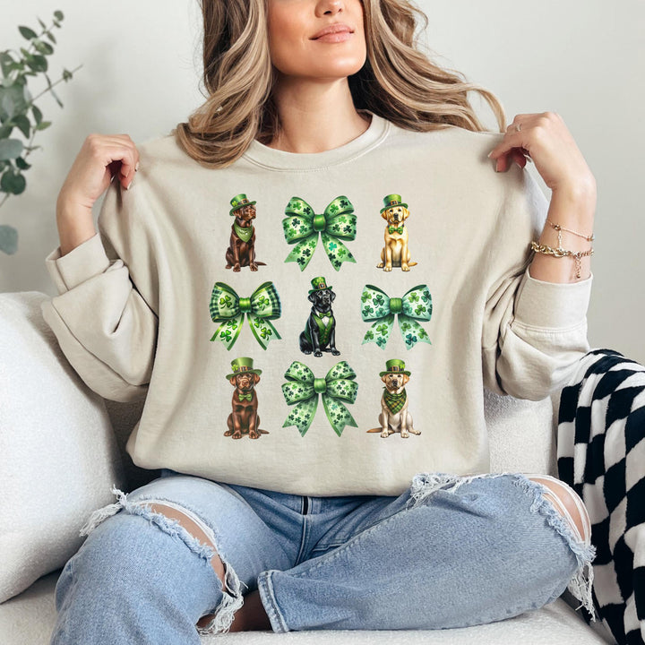 St Patrick Pet Retriever Shamrock Coquette Bows Sweatshirt