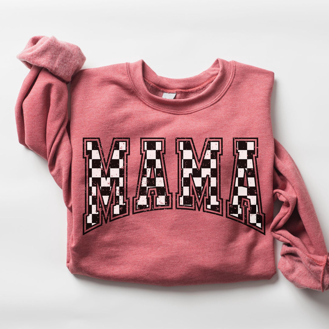 Checkered Mama Sweatshirt, Cute Retro Mom Crewneck,Pregnancy Announcement,New Mom Gift,