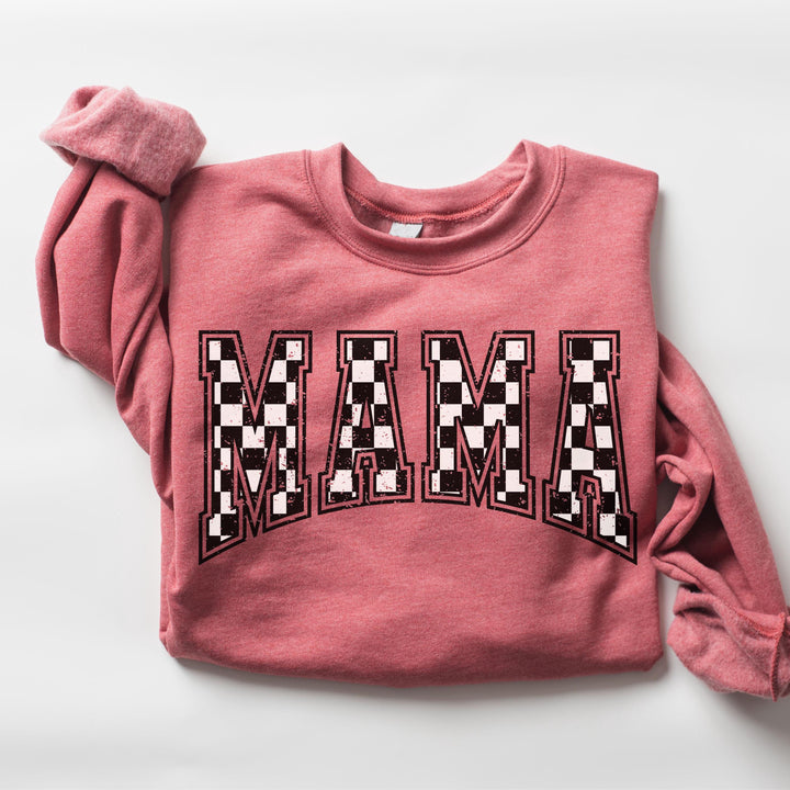 Checkered Mama Sweatshirt, Cute Retro Mom Crewneck,Pregnancy Announcement,New Mom Gift,