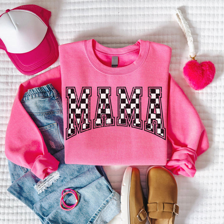 Checkered Mama Sweatshirt, Cute Retro Mom Crewneck,Pregnancy Announcement,New Mom Gift,