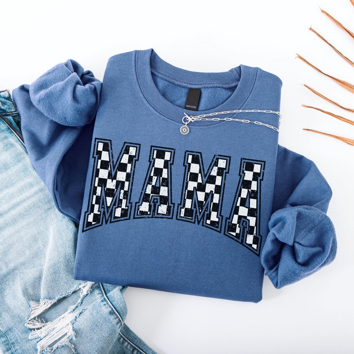 Checkered Mama Sweatshirt, Cute Retro Mom Crewneck,Pregnancy Announcement,New Mom Gift,