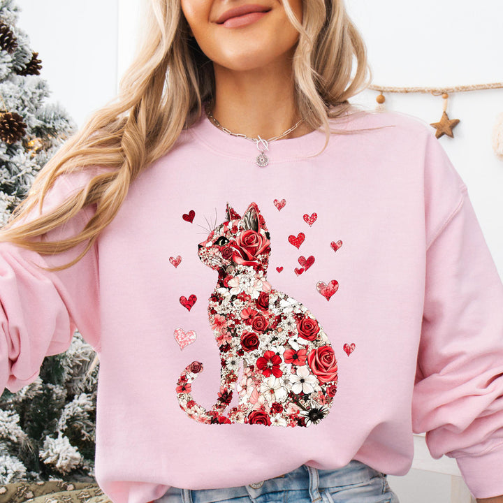 Floral Cat Valentine Sweater