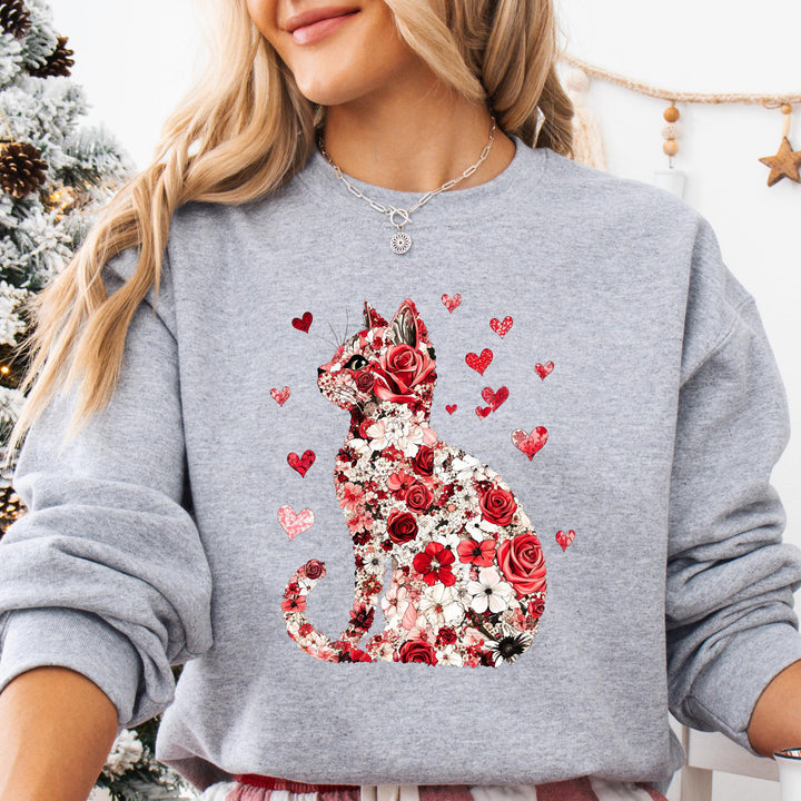 Floral Cat Valentine Sweater