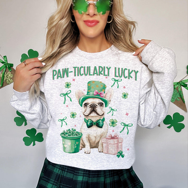 Dog St Patricks Coquette Shamrock Sweatshirt