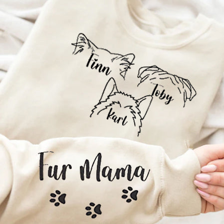 Custom Dog Mama Sweatshirt, Fur mom Gift, Dog Cat Sweatshirt
