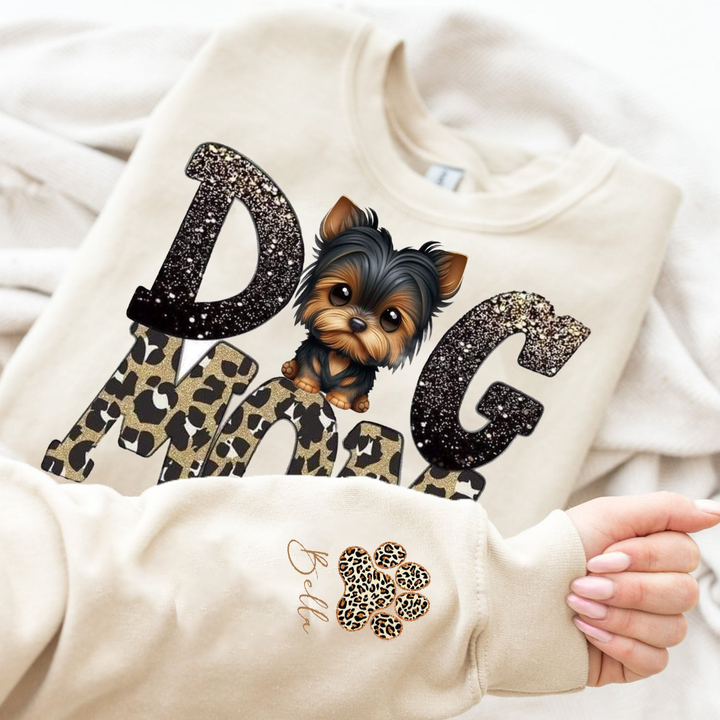Custom sparkly leopard print dog mom hoodie