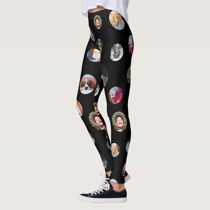 8 Photo polka dot Template Circles Black Exercise Leggings