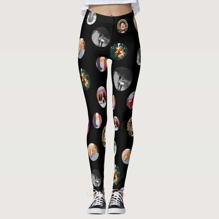 8 Photo polka dot Template Circles Black Exercise Leggings
