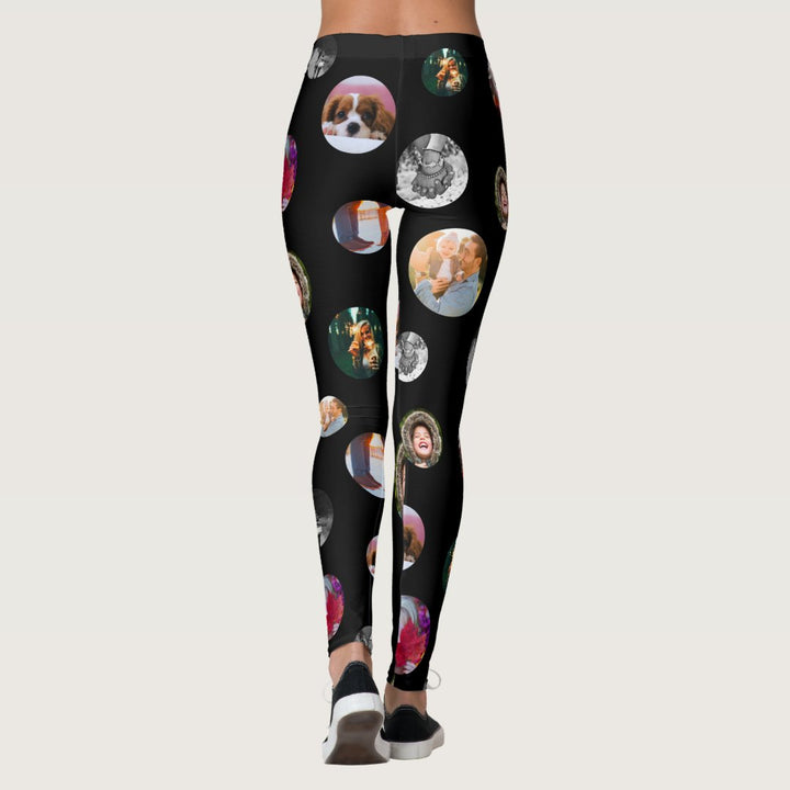 8 Photo polka dot Template Circles Black Exercise Leggings